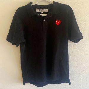 Comme des Garçon PLAY Small Red Emblem Cotton Polo Black Size Large